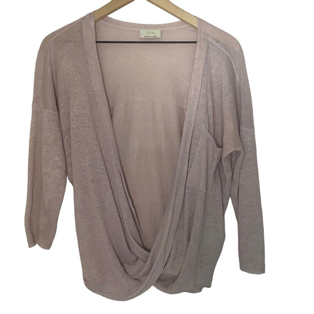 Wrap London 100% Linen Draped Surplice Sweater Women’s Size Small Blush Pink